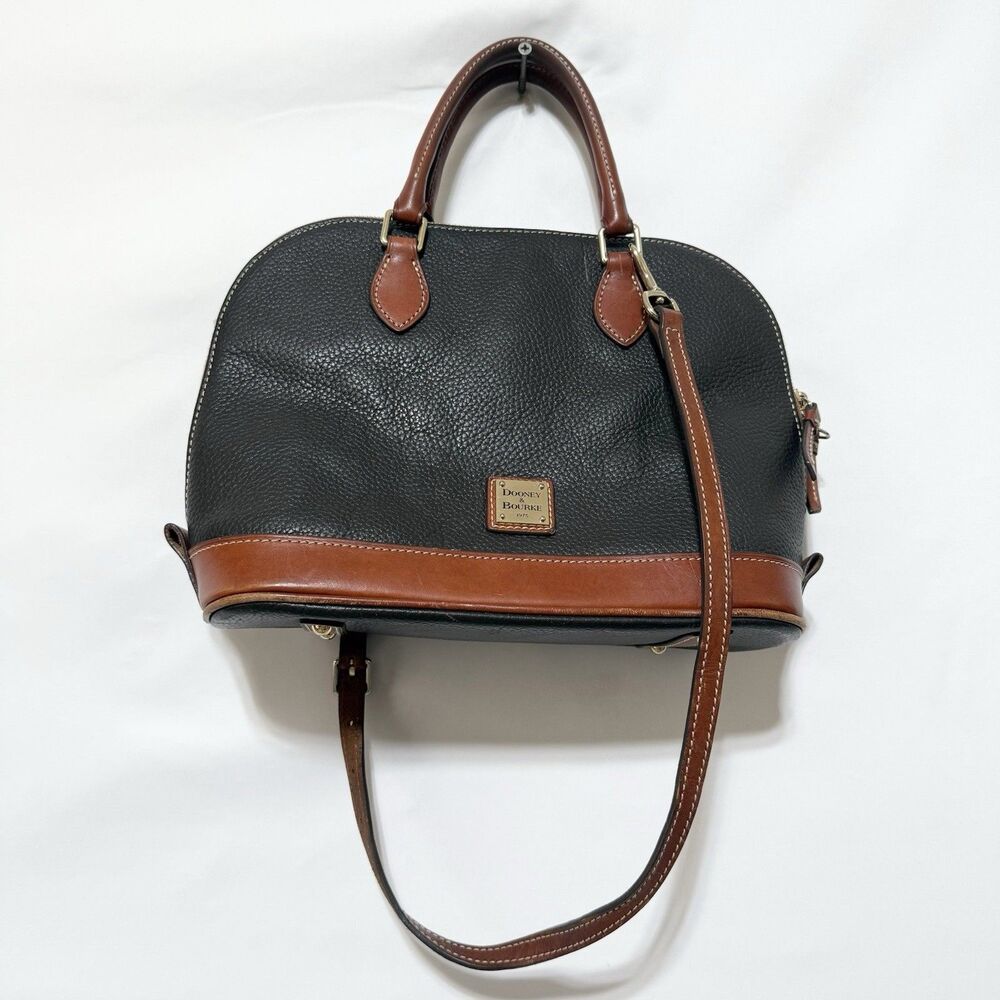 Dooney & Bourke Pebble Grain Leather Black Brown Zip Zip Satchel
